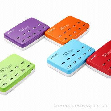 60W Multifunction 10-port USB Output Mobile Phone Charger with Multiple Protections